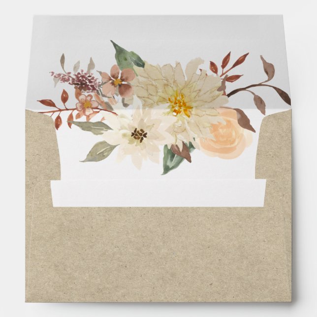 Enveloppe BOHO Automne Floral Aquarelle Automne Feuilles Kra (Dos (Bas))