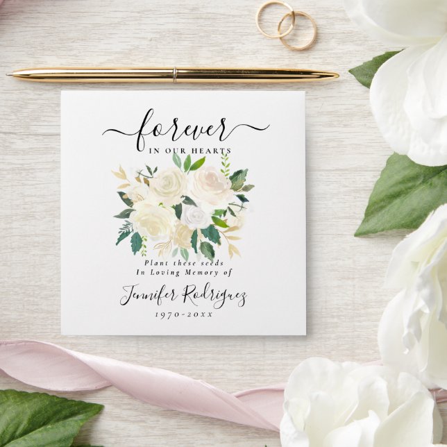Enveloppe Boho Blanc Floral Seed Packet Memorial Funeral (Wedding)