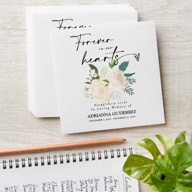Enveloppe Boho Blanc Floral Seed Packet Memorial Funeral Env (Stacked)