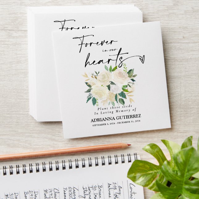 Enveloppe Boho Blanc Floral Seed Packet Memorial Funeral Env (Stacked)
