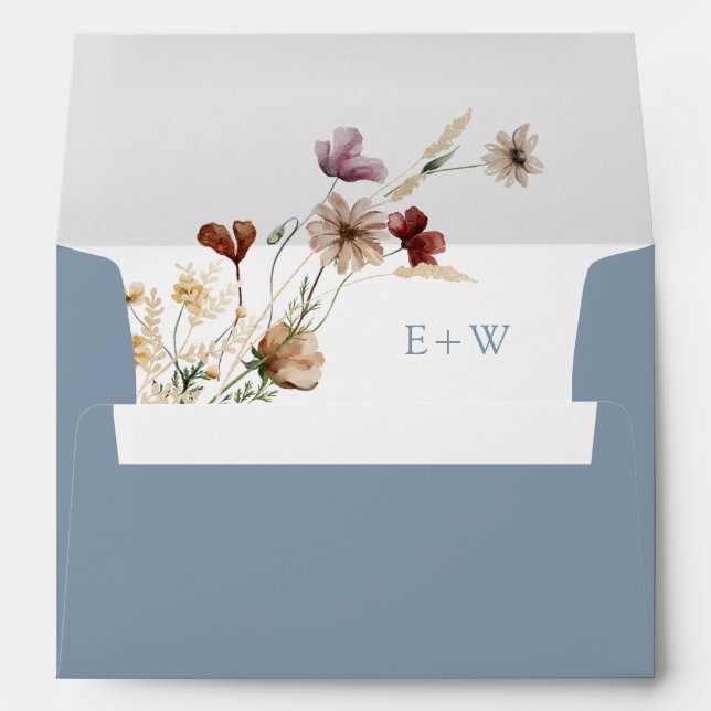 Enveloppe Boho bleu Dusty (Dos (Bas))