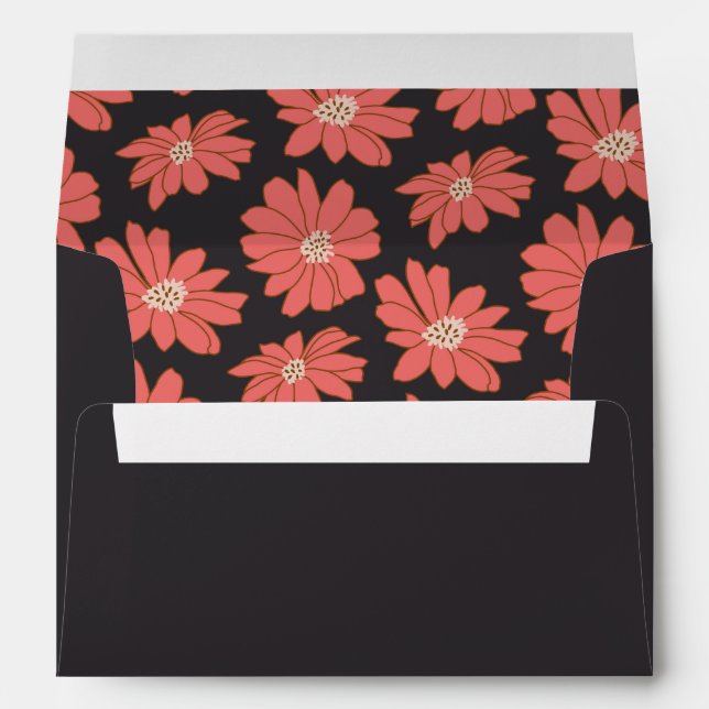 Enveloppe Boho Botanical Black Red Mariage Adresse de retour (Dos (Bas))