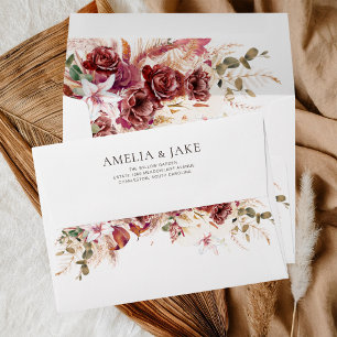 Enveloppe Boho Bourgogne Blush Terracotte Floral Mariage