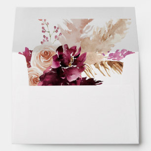 Enveloppe Boho Bourgogne & Pampas rose Grass Floral 2Envelop