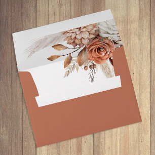 Enveloppe Boho Burnt Orange Floral & Pampas Fête des mariées