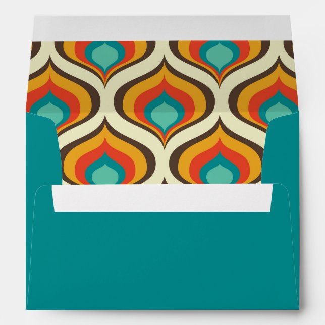 Enveloppe Boho Chic 70's Motif Turquoise Adresse de retour (Dos (Bas))