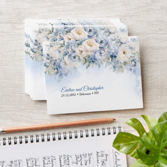 Enveloppe Boho chic aquarelle bleu rose vert eucalyptus (Stacked)
