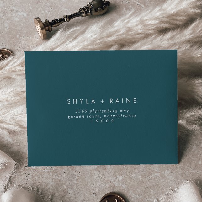Enveloppe Boho Chic bleu Turquoise auto-adressé RSVP (Créateur téléchargé)