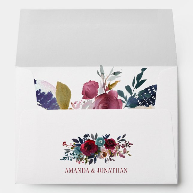 Enveloppe Boho Chic Bourgogne et Mariage de automne d'automn (Dos (Bas))