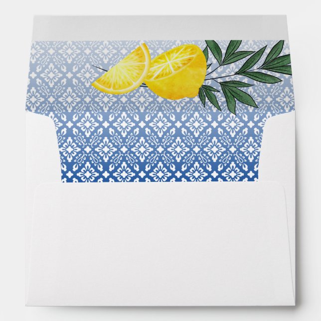 Enveloppe Boho- Chic citron tropical avec adresse de retour (Dos (Bas))