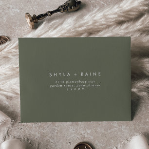 Enveloppe Boho Chic Olive Vert auto-adressé RSVP