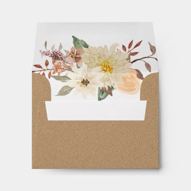 Enveloppe BOHO Chute Florale Aquarelle Feuillage Feuilles RS (Dos (Bas))