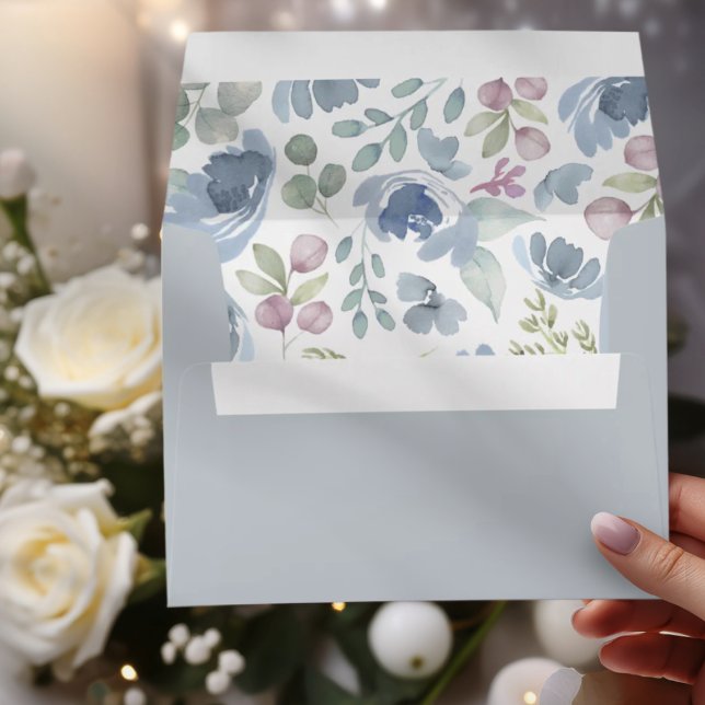 Enveloppe Boho Dusty Blue Floral & Eucalyptus Wedding (Créateur téléchargé)