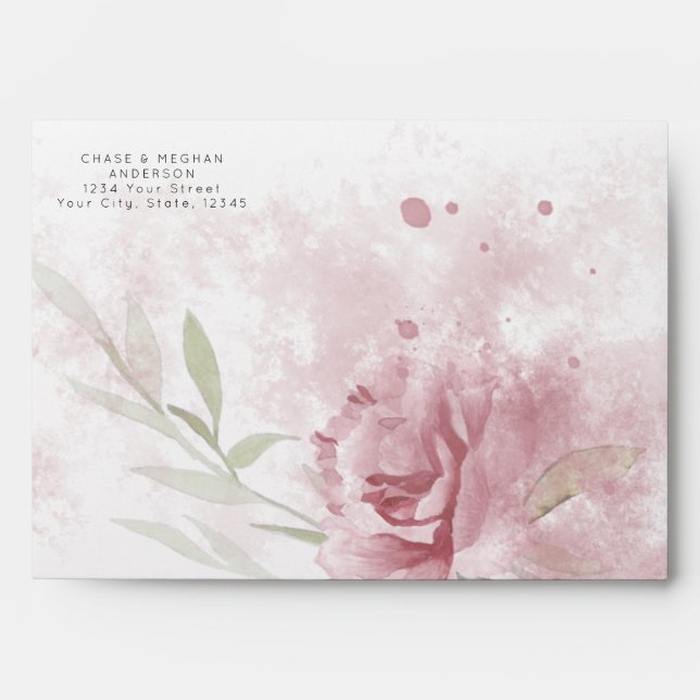 Enveloppe Boho Dusty Rose d'aquarelle rose (Devant)
