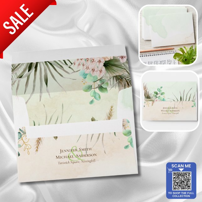 Enveloppe BOHO Eucalyptus Pampas Mariage vert herbe (SHOP THE FULL PAMPAS GREENERY COLLECTION)