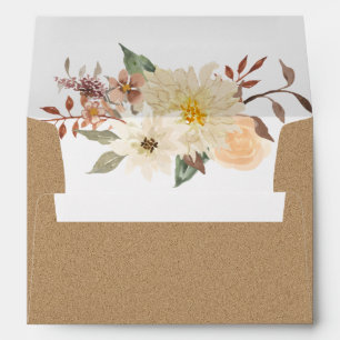 Enveloppe BOHO Fall Floral Aquarelle Feuilles Dark Kraft