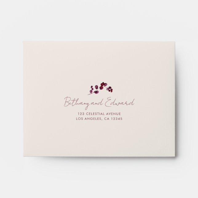 Enveloppe Boho Fall Foliage Mariage auto-adressé RSVP (Devant)