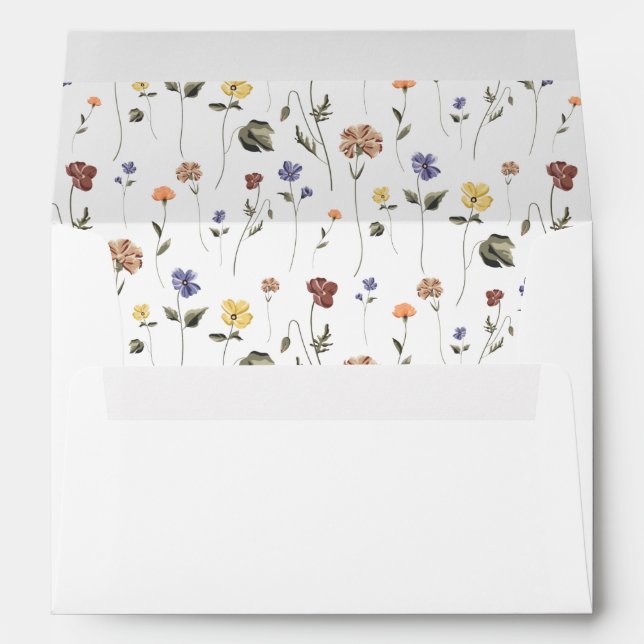 Enveloppe Boho Floral Fleur sauvage | Invitation (Dos (Bas))