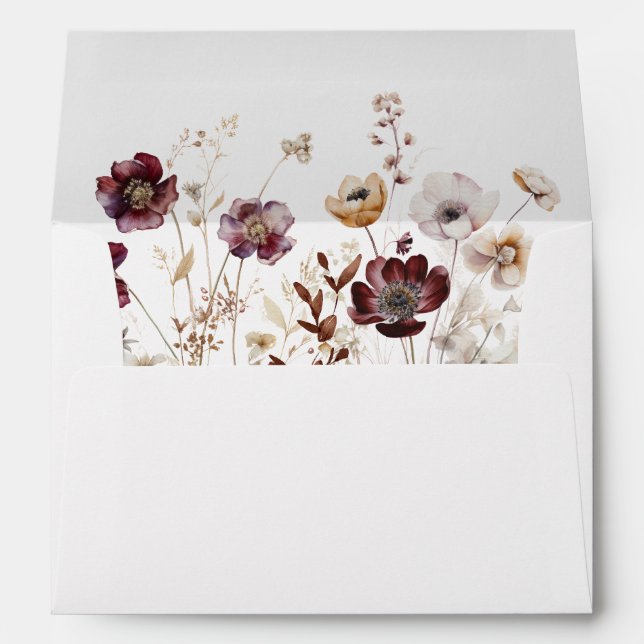Enveloppe Boho Floral Mariage (Dos (Bas))