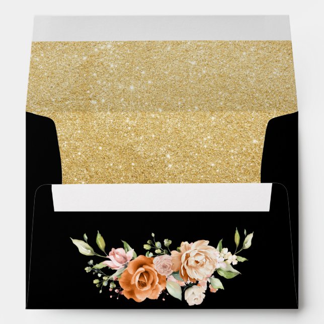 Enveloppe Boho Floral Orange et rose pâle (Dos (Bas))