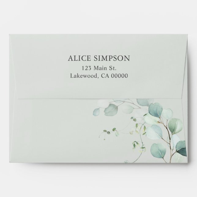 Enveloppe Boho Green Eucalyptus (Dos (Haut rabat))