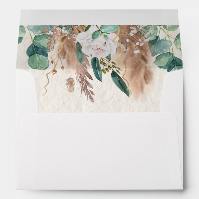Enveloppe Boho Green Eucalyptus Pampas Mariage (Dos (Bas))