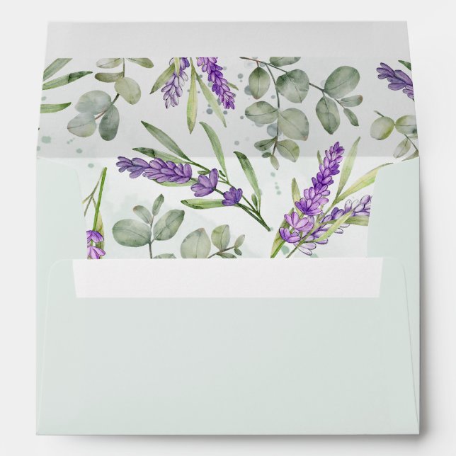 Enveloppe Boho Green Eucalyptuus & Lavender Mariage (Dos (Bas))
