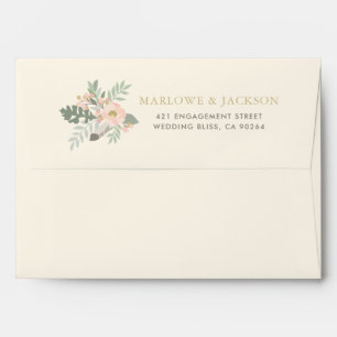 Enveloppe Boho ivoire blush floral doublé mariage