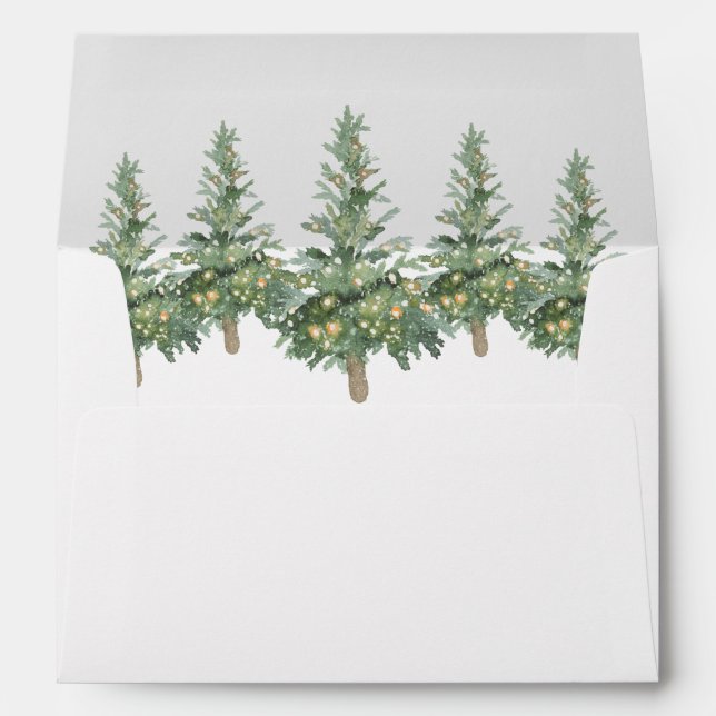 Enveloppe Boho Joyeux Noël Aquarelle Arbre de vacances (Dos (Bas))