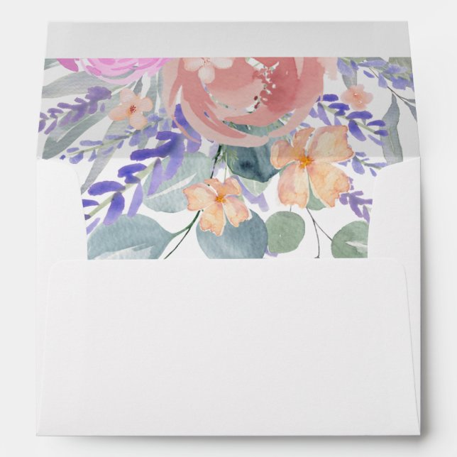 Enveloppe Boho Lavender & Eucalyptus Mariage (Dos (Bas))