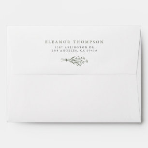 Enveloppe Boho Minimaliste Botaniques Taupe Mariage Vert