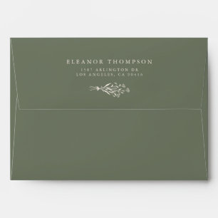 Enveloppe Boho Minimaliste Botaniques Taupe Mariage Vert