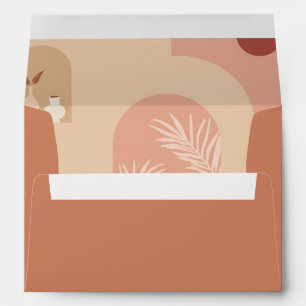 Enveloppe Boho Modern Floral Art Terracotta Retour Adresse