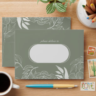 Enveloppe Boho moderne Botanique Floral Sage Vert Mariage
