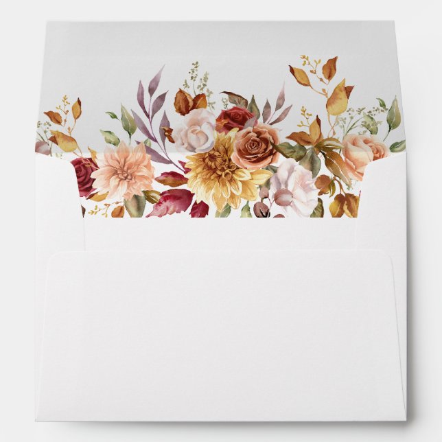 Enveloppe Boho Moderne Burange Terracotta Mariage Floral (Dos (Bas))