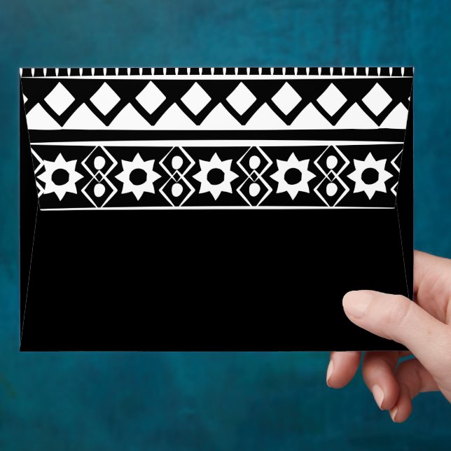 Enveloppe Boho moderne Motif noir et blanc (Hand)