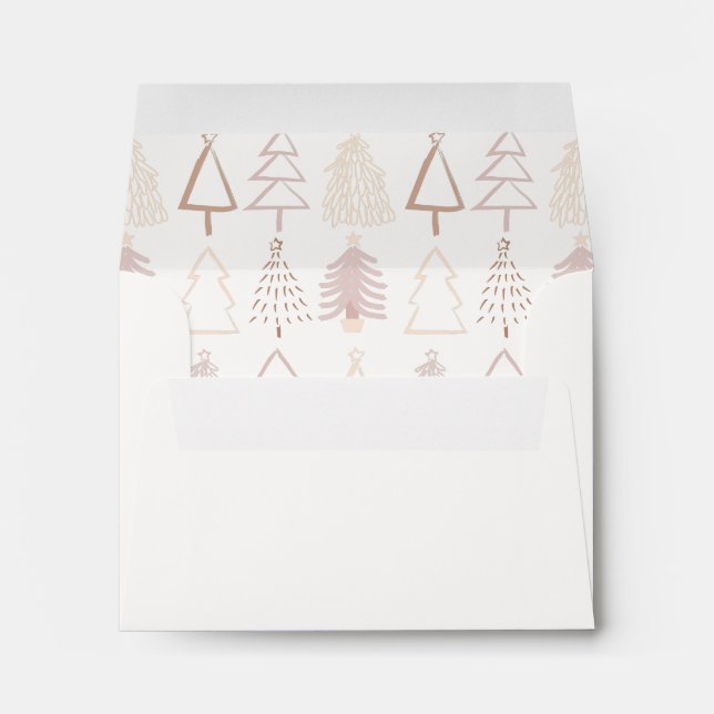 Enveloppe Boho Noël Arbres Dusty Pink Cream Holiday (Dos (Bas))
