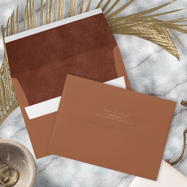 Enveloppe Boho Oasis Mariage Sienna/Burnt Umber ID959 (Interior/Back In Situ)