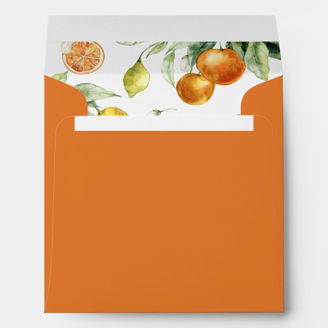 Enveloppe Boho Orange Aquarelle Citrus Motif Mariage (Dos (Bas))