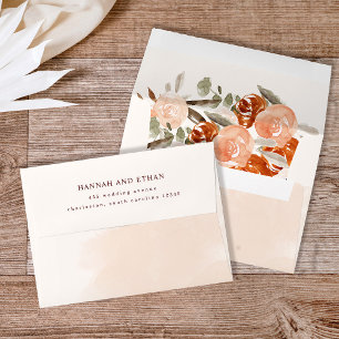 Enveloppe Boho orange rustique   Mariage d'aquarelle