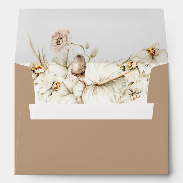 Enveloppe Boho Pampas Grass Orchid Floral Mariage 5x7 (Dos (Bas))