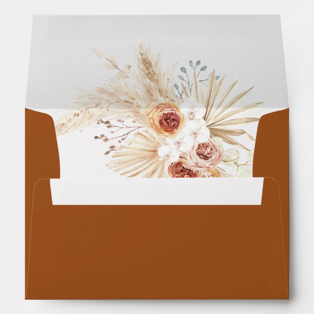 Enveloppe Boho Pampas Grass Terracotta Mariage (Dos (Bas))
