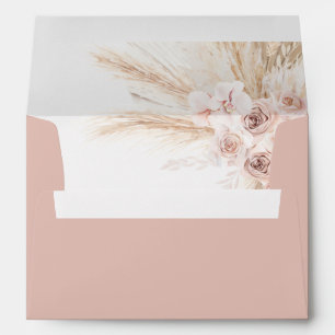 Enveloppe Boho Pampas Rose Girl Floral Baptism Christening