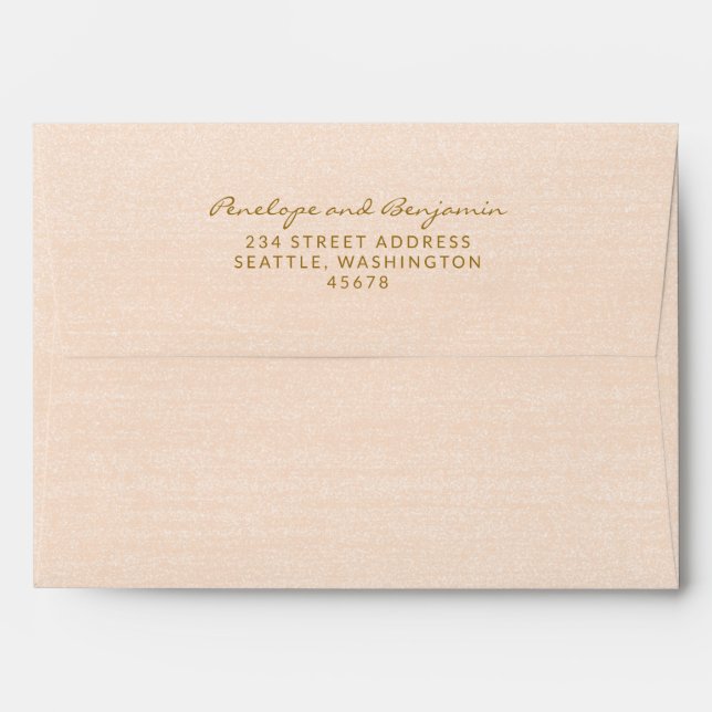 Enveloppe Boho Peach Gold Script Correspondant Adresse Maria (Dos (Haut rabat))