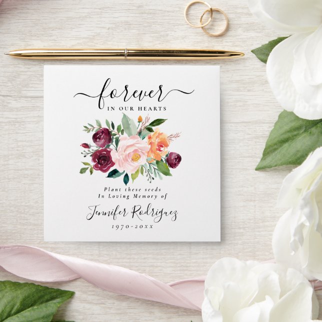 Enveloppe Boho Peony Floral Seed Packet Memorial Funeral En (Wedding)
