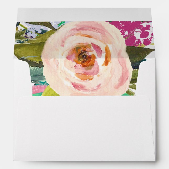 Enveloppe Boho Peony Retourner l'adresse Mariage de ligne (Dos (Bas))