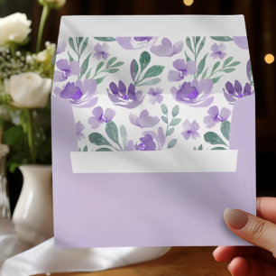 Enveloppe Boho Purple Floral Mariage d'aquarelle