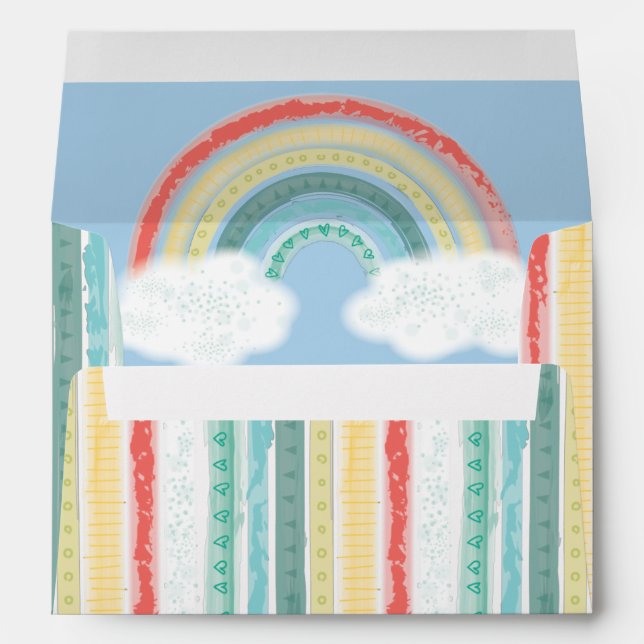 Enveloppe Boho Rainbow Baby shower Blue Boy (Dos (Bas))
