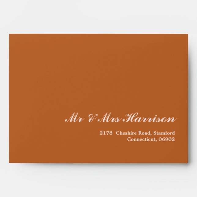 Enveloppe Boho Retro Burnt Orange Mariage (Devant)