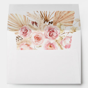 Enveloppe Boho Rose & Beige Floral Pampas Grass Envelope